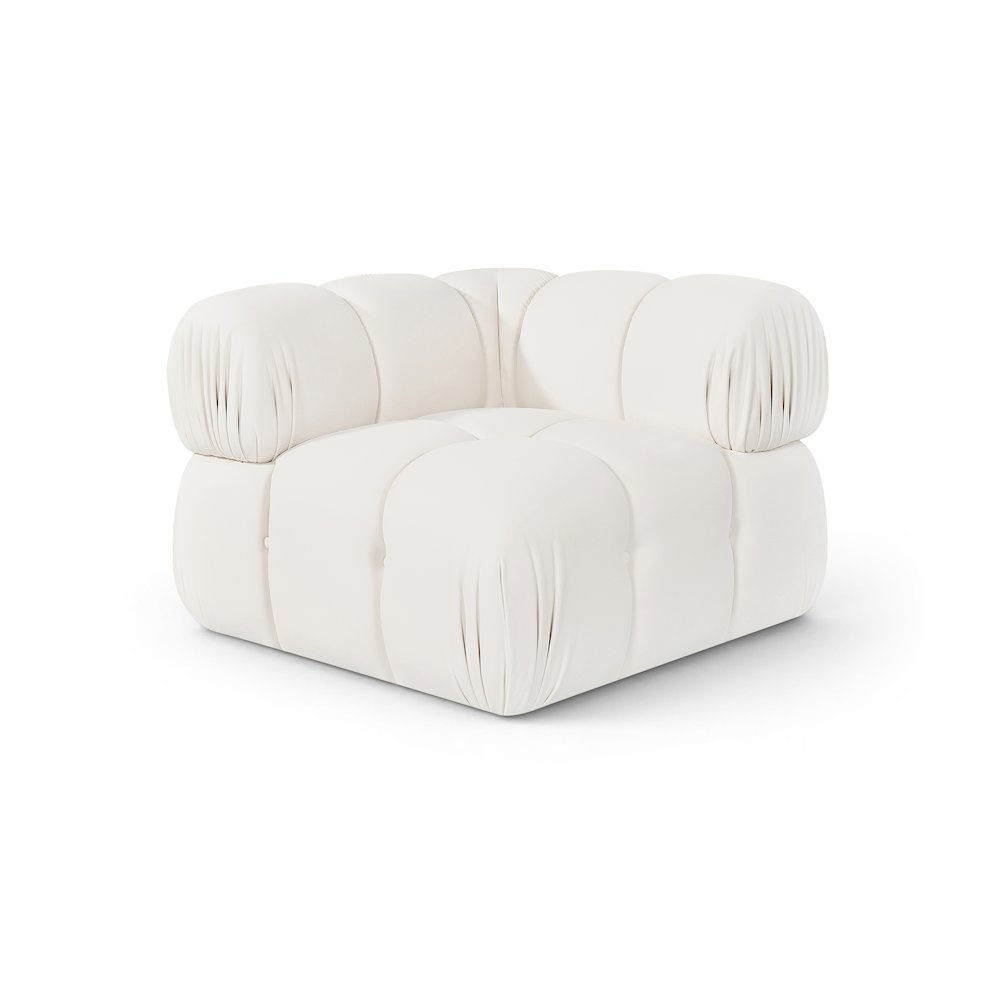 Orin Cream Velvet Performance Fabric Upholstered Modular Corner Chair