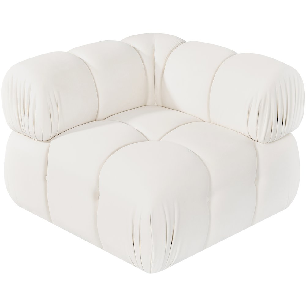 Orin Cream Velvet Performance Fabric Upholstered Modular Corner Chair