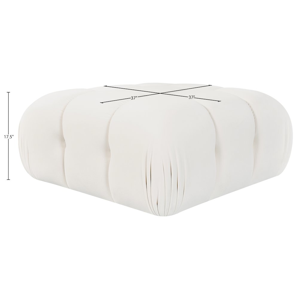 Orin Cream Velvet Performance Fabric Upholstered Modular Ottoman