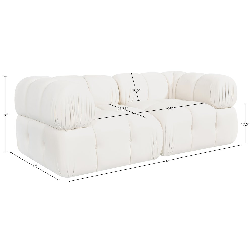 Orin Cream Velvet Performance Fabric Upholstered 2 pc. Modular Sofa