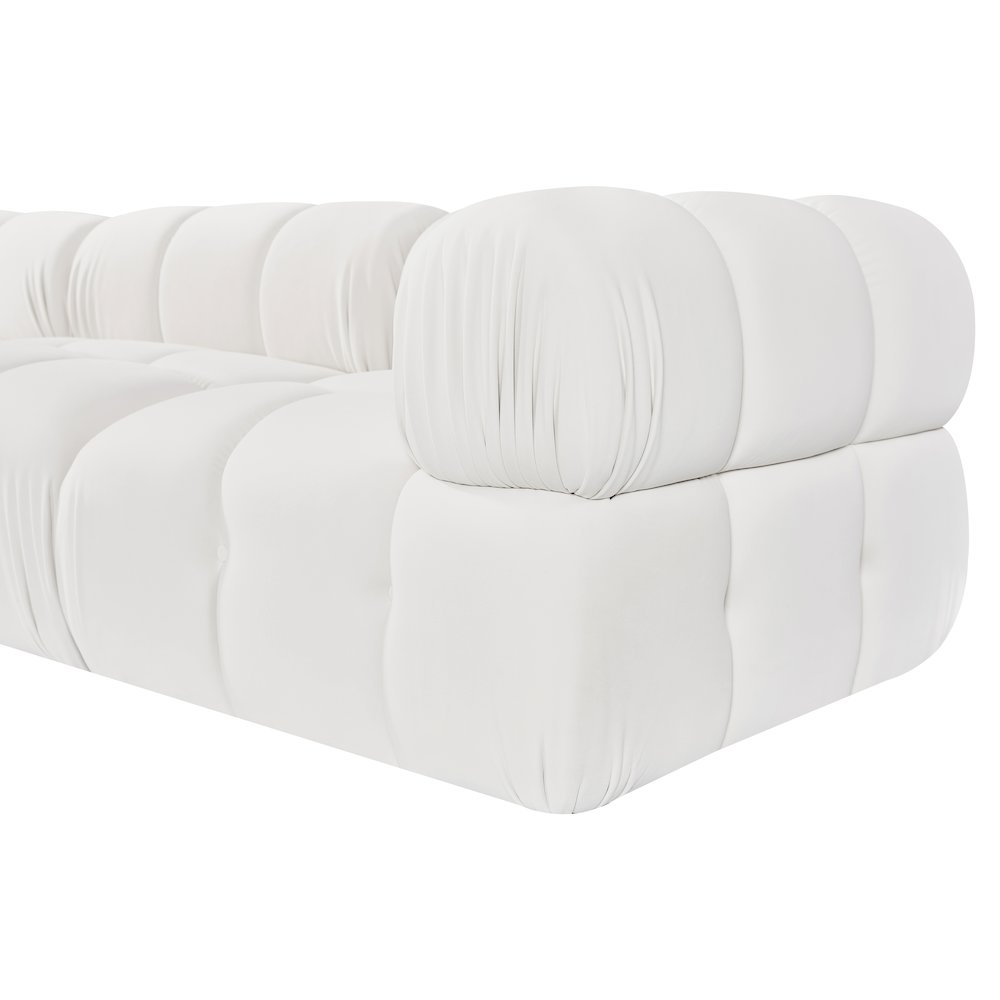 Orin Cream Velvet Performance Fabric Upholstered 3 pc. Modular Sofa
