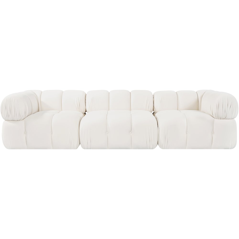 Orin Cream Velvet Performance Fabric Upholstered 3 pc. Modular Sofa