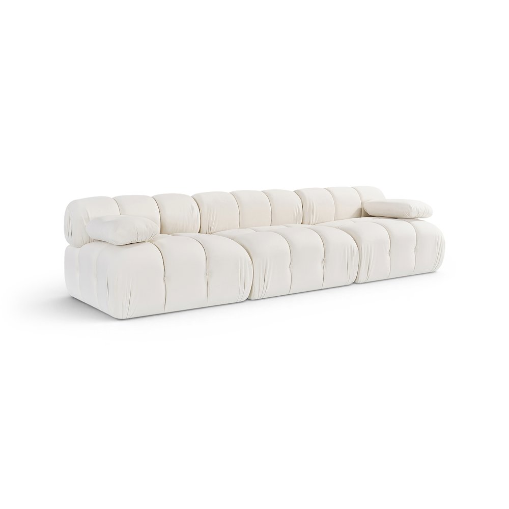 Orin Cream Velvet Performance Fabric Upholstered 3 pc. Modular Sofa