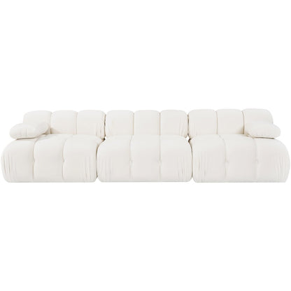 Orin Cream Velvet Performance Fabric Upholstered 3 pc. Modular Sofa