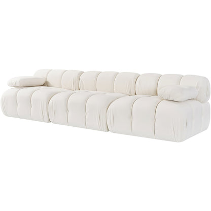 Orin Cream Velvet Performance Fabric Upholstered 3 pc. Modular Sofa