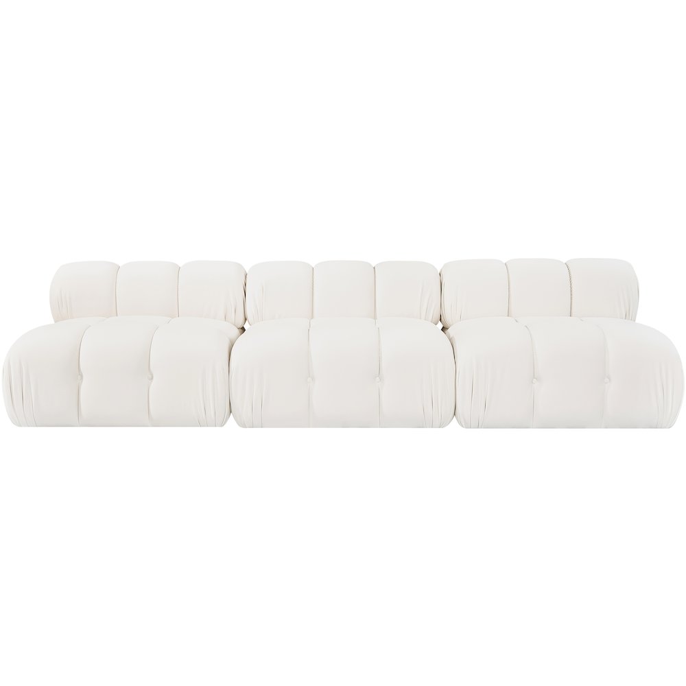 Orin Cream Velvet Performance Fabric Upholstered 3 pc. Modular Sofa