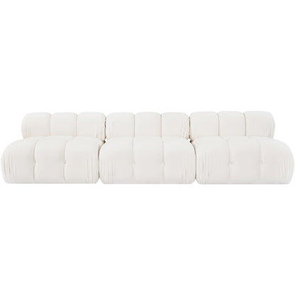 Orin Cream Velvet Performance Fabric Upholstered 3 pc. Modular Sofa
