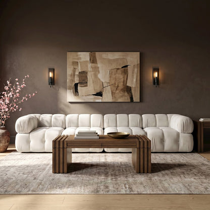 Orin Cream Velvet Performance Fabric Upholstered 4 pc. Modular Sofa