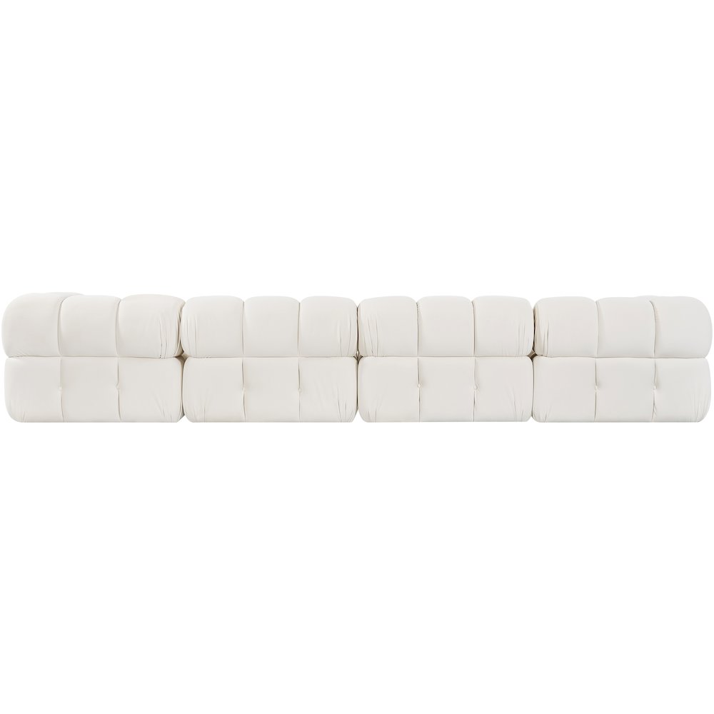 Orin Cream Velvet Performance Fabric Upholstered 4 pc. Modular Sofa