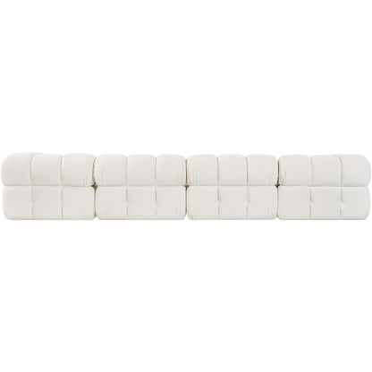 Orin Cream Velvet Performance Fabric Upholstered 4 pc. Modular Sofa