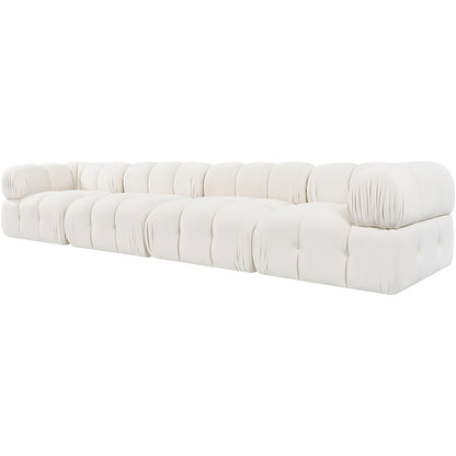 Orin Cream Velvet Performance Fabric Upholstered 4 pc. Modular Sofa