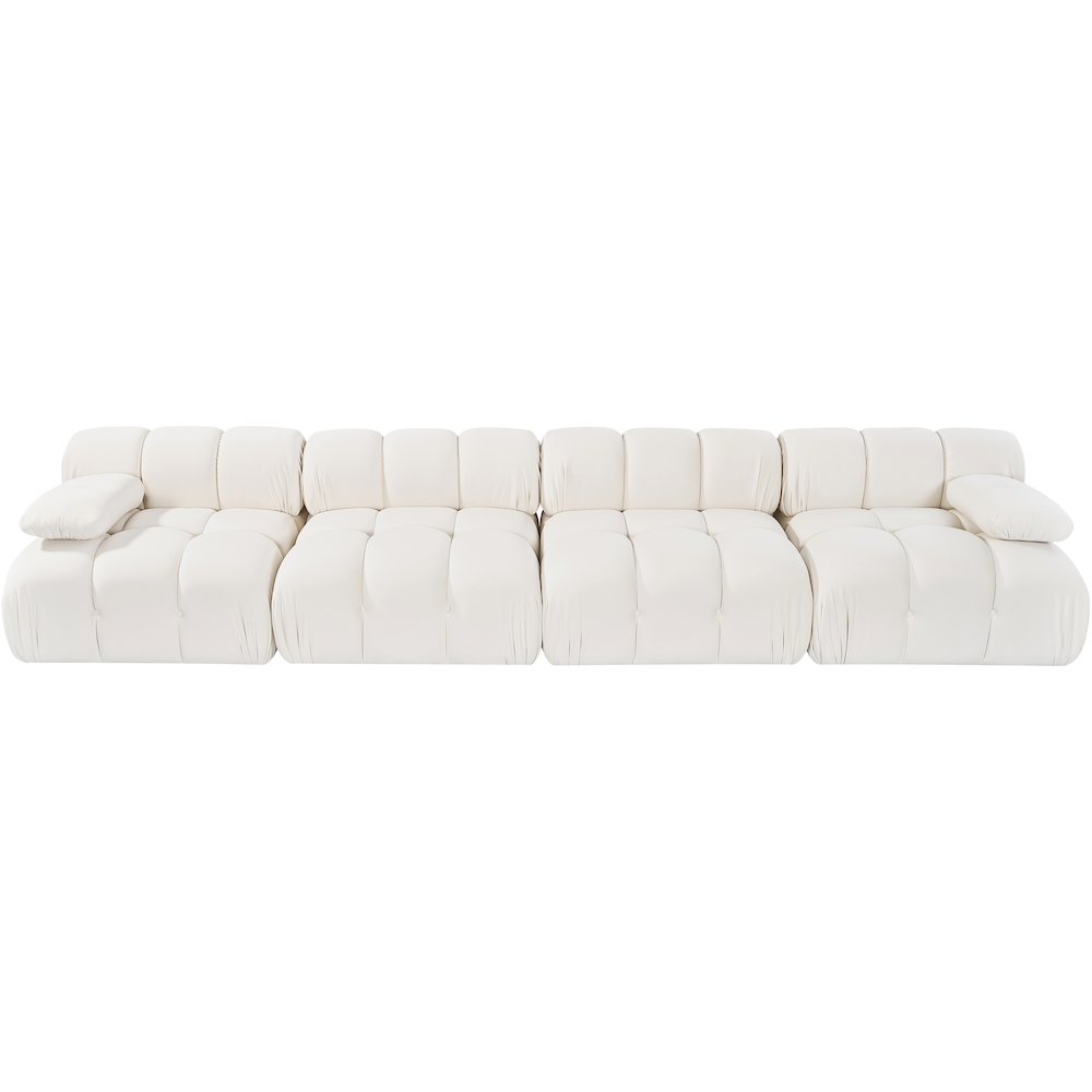 Orin Cream Velvet Performance Fabric Upholstered 4 pc. Modular Sofa