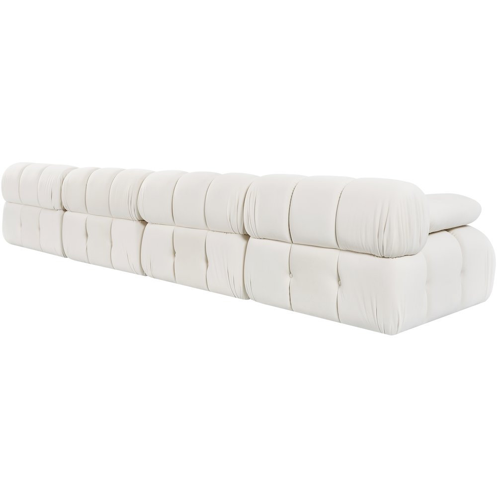 Orin Cream Velvet Performance Fabric Upholstered 4 pc. Modular Sofa