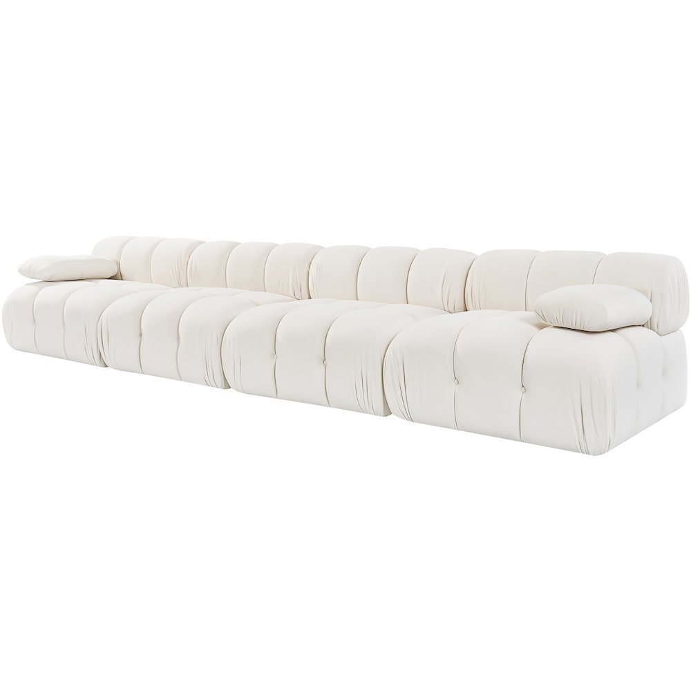 Orin Cream Velvet Performance Fabric Upholstered 4 pc. Modular Sofa