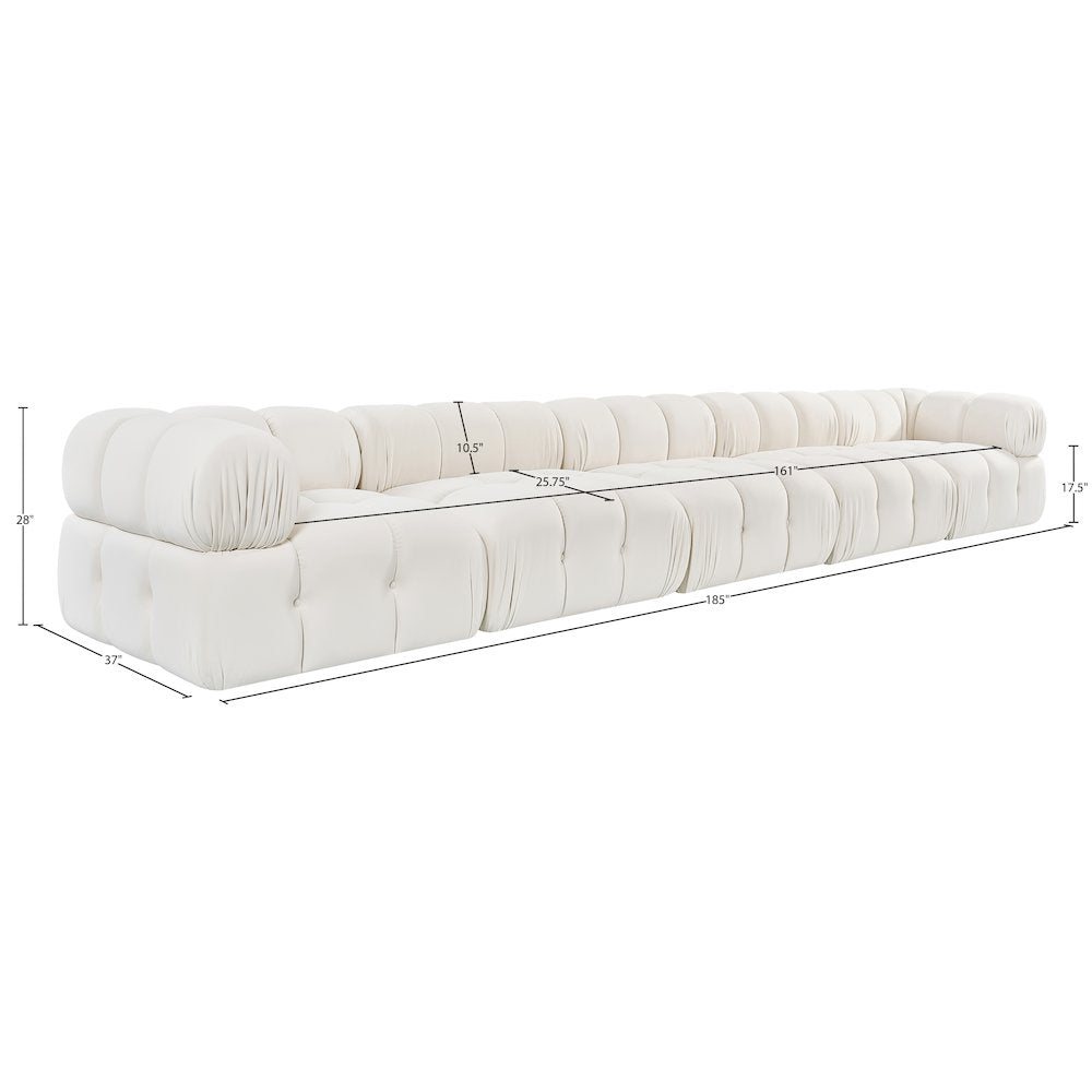 Orin Cream Velvet Performance Fabric Upholstered 5 pc. Modular Sofa
