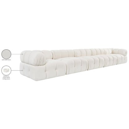 Orin Cream Velvet Performance Fabric Upholstered 5 pc. Modular Sofa