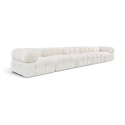 Orin Cream Velvet Performance Fabric Upholstered 5 pc. Modular Sofa