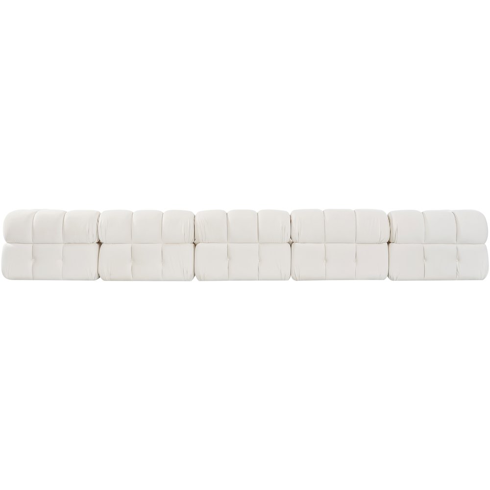 Orin Cream Velvet Performance Fabric Upholstered 5 pc. Modular Sofa