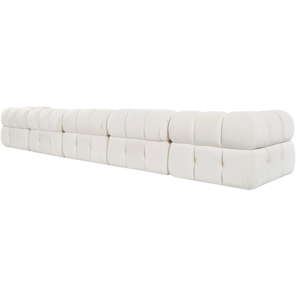 Orin Cream Velvet Performance Fabric Upholstered 5 pc. Modular Sofa