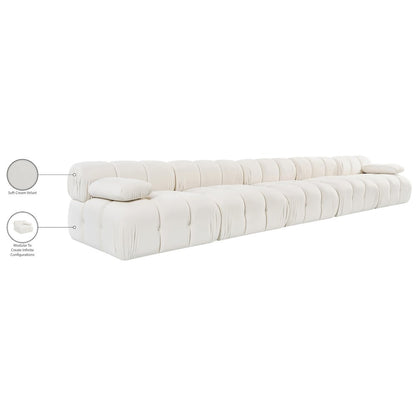 Orin Cream Velvet Performance Fabric Upholstered 5 pc. Modular Sofa