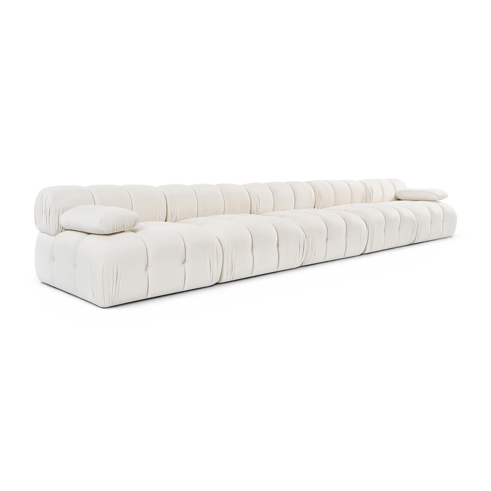 Orin Cream Velvet Performance Fabric Upholstered 5 pc. Modular Sofa