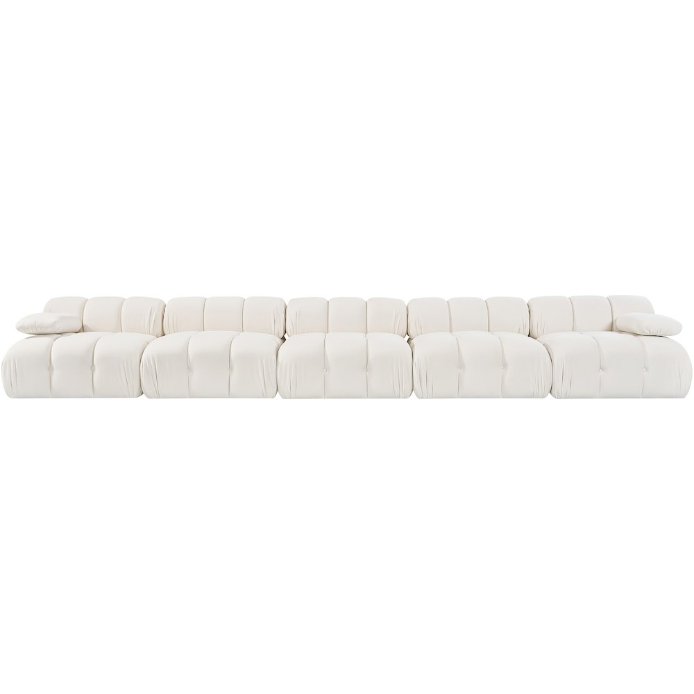 Orin Cream Velvet Performance Fabric Upholstered 5 pc. Modular Sofa