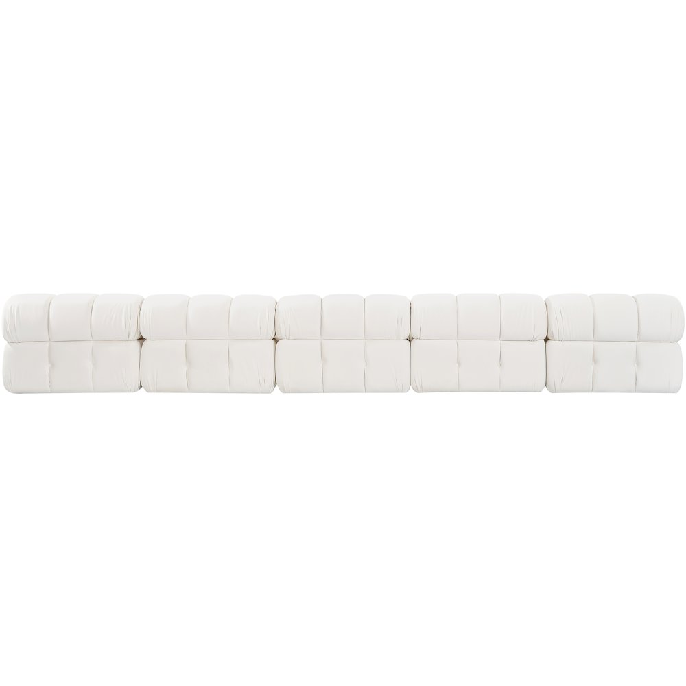 Orin Cream Velvet Performance Fabric Upholstered 5 pc. Modular Sofa