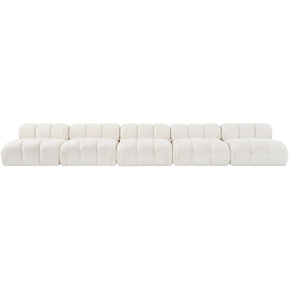 Orin Cream Velvet Performance Fabric Upholstered 5 pc. Modular Sofa