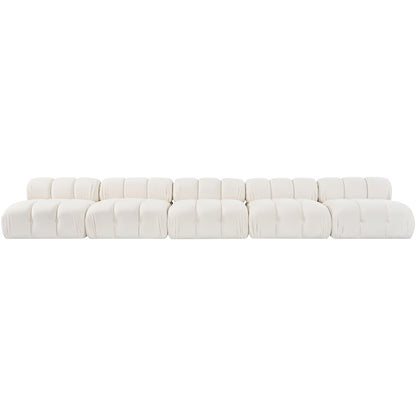 Orin Cream Velvet Performance Fabric Upholstered 5 pc. Modular Sofa