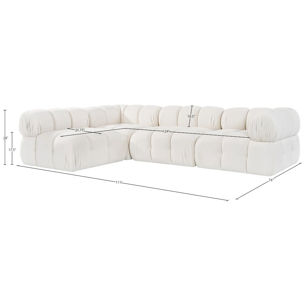 Orin Cream Velvet Performance Fabric Upholstered 4 pc. Sectional