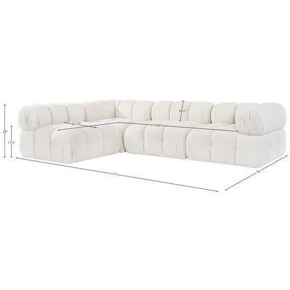 Orin Cream Velvet Performance Fabric Upholstered 4 pc. Sectional
