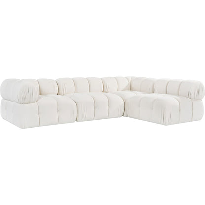 Orin Cream Velvet Performance Fabric Upholstered 4 pc. Sectional