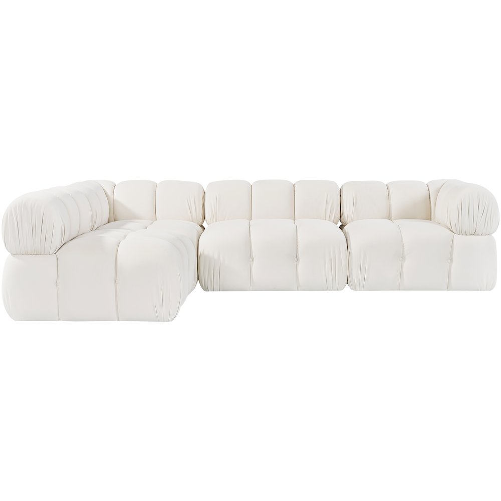 Orin Cream Velvet Performance Fabric Upholstered 4 pc. Sectional