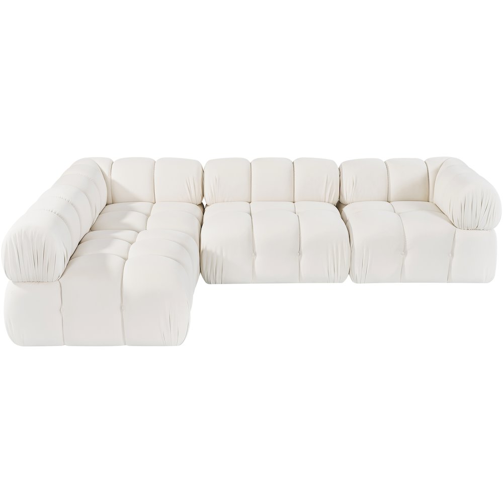 Orin Cream Velvet Performance Fabric Upholstered 4 pc. Sectional