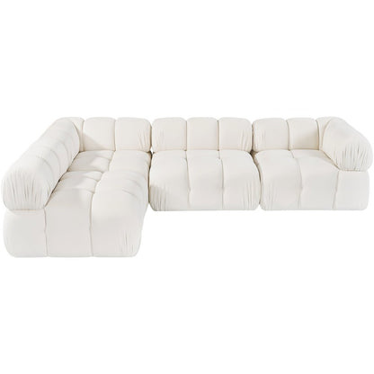 Orin Cream Velvet Performance Fabric Upholstered 4 pc. Sectional