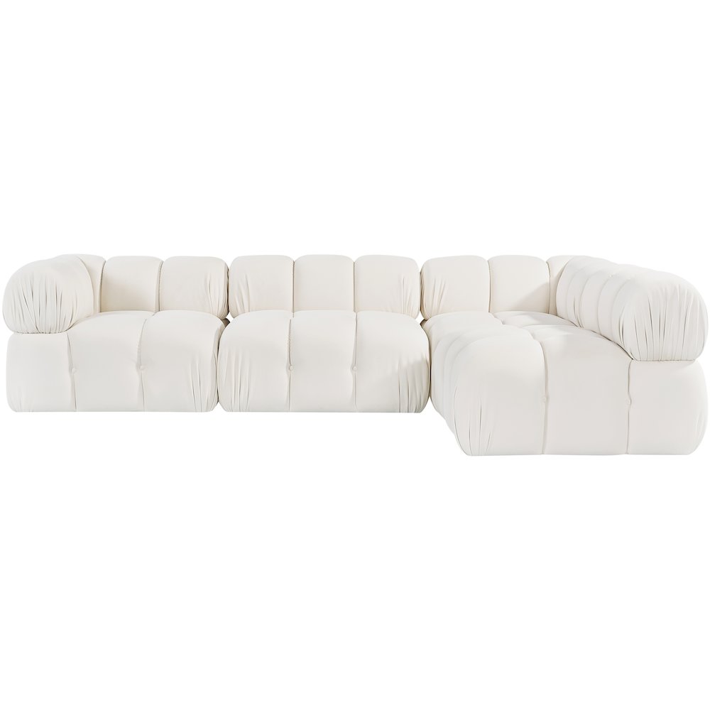 Orin Cream Velvet Performance Fabric Upholstered 4 pc. Sectional