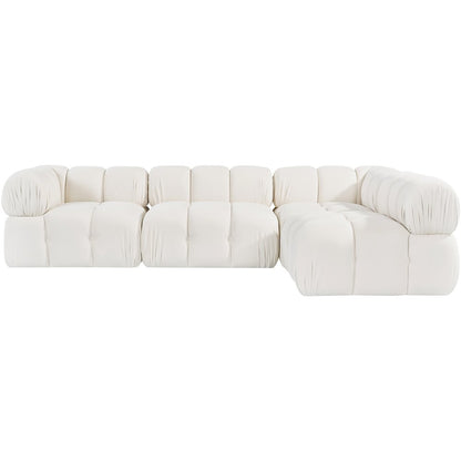 Orin Cream Velvet Performance Fabric Upholstered 4 pc. Sectional