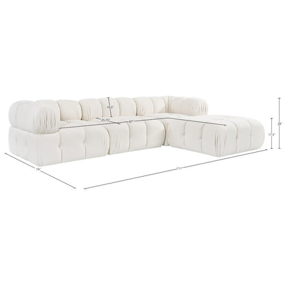 Orin Cream Velvet Performance Fabric Upholstered 4 pc. Sectional