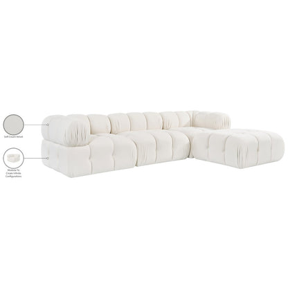 Orin Cream Velvet Performance Fabric Upholstered 4 pc. Sectional