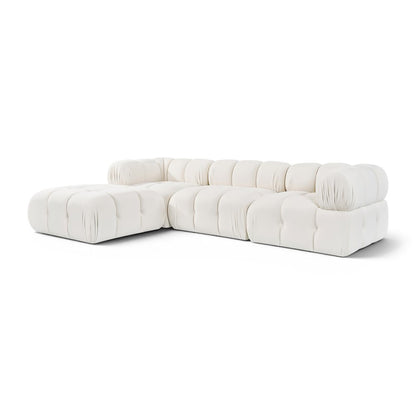 Orin Cream Velvet Performance Fabric Upholstered 4 pc. Sectional
