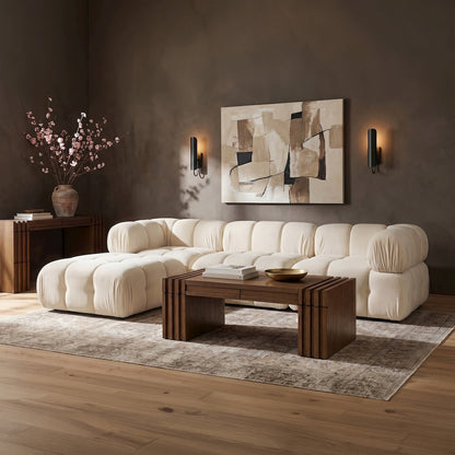 Orin Cream Velvet Performance Fabric Upholstered 4 pc. Sectional