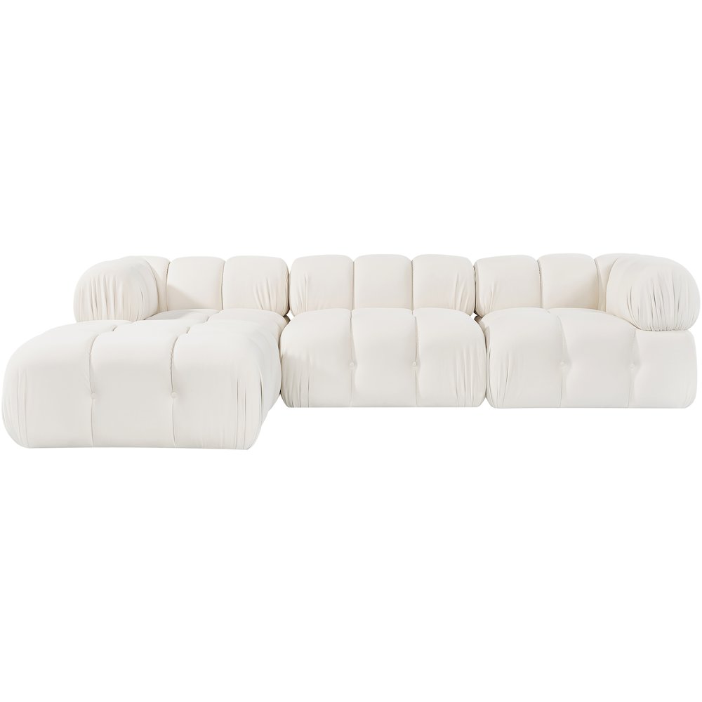 Orin Cream Velvet Performance Fabric Upholstered 4 pc. Sectional