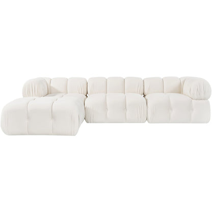 Orin Cream Velvet Performance Fabric Upholstered 4 pc. Sectional