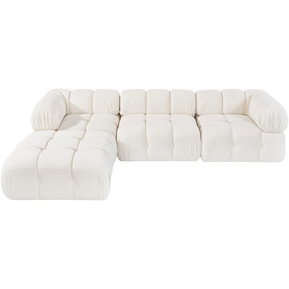 Orin Cream Velvet Performance Fabric Upholstered 4 pc. Sectional
