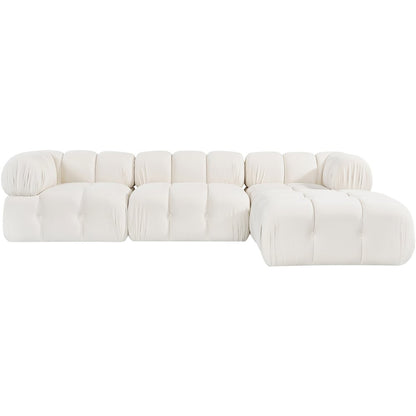 Orin Cream Velvet Performance Fabric Upholstered 4 pc. Sectional