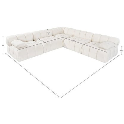 Orin Cream Velvet Performance Fabric Upholstered 5 pc. Sectional