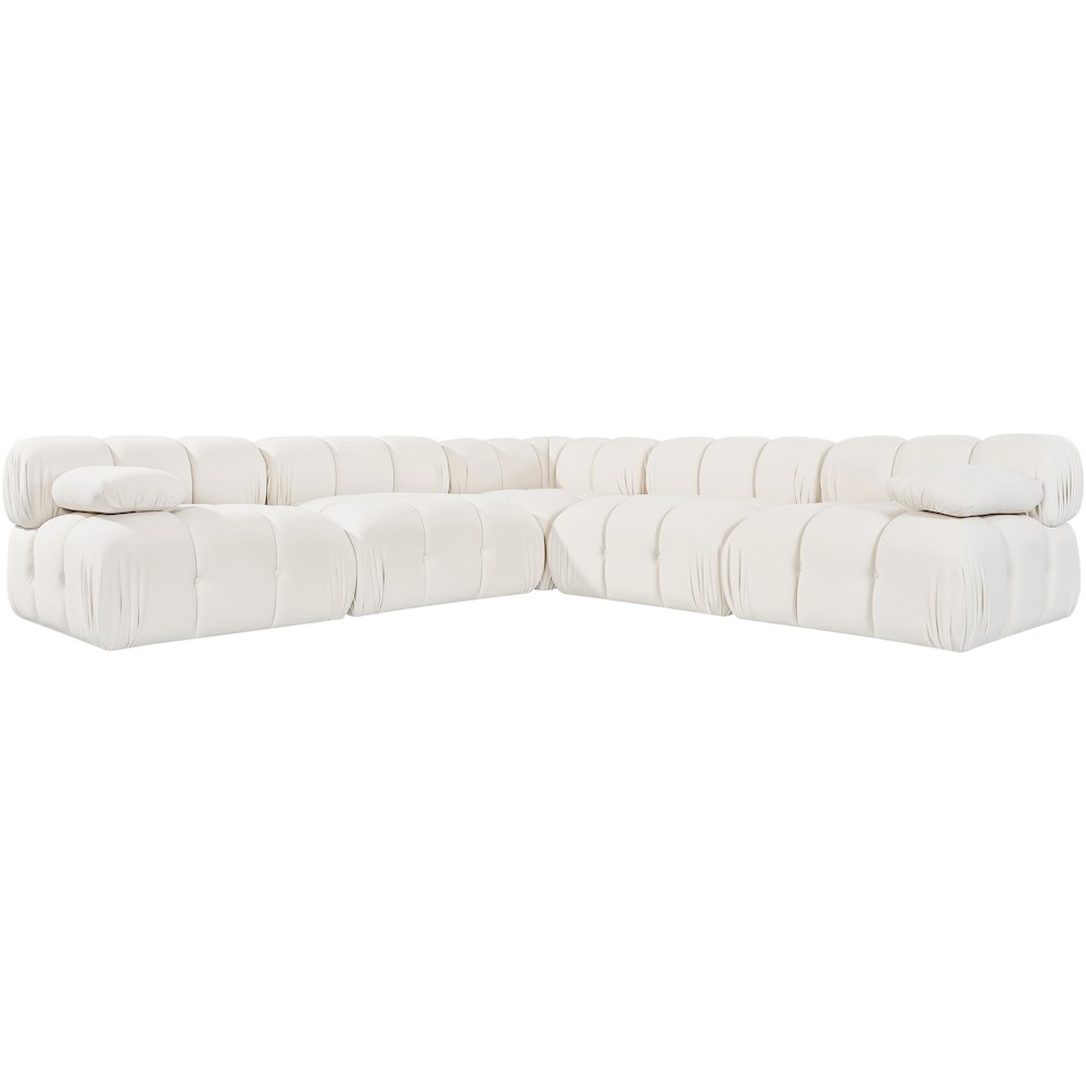 Orin Cream Velvet Performance Fabric Upholstered 5 pc. Sectional