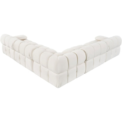 Orin Cream Velvet Performance Fabric Upholstered 5 pc. Sectional
