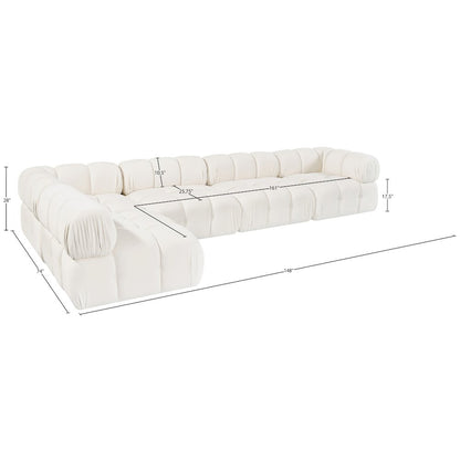 Orin Cream Velvet Performance Fabric Upholstered 5 pc. Sectional