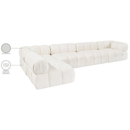 Orin Cream Velvet Performance Fabric Upholstered 5 pc. Sectional